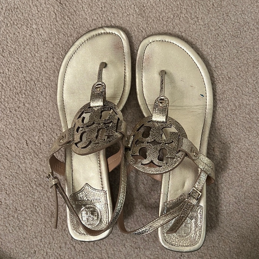Tory Burch Miller Sandal with Heel (Spark Gold Color)